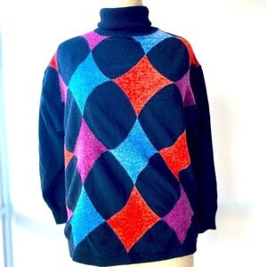90’s wool blend (The Bay) Colourblock Womens Turtleneck Sweater size medium